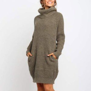 Olive Green Maternity Sweater Dress
